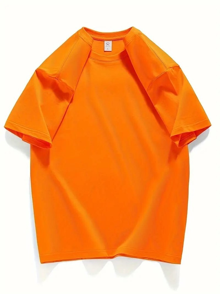 Men's Classic Solid Plain Cotton Round Hem Scallop Essentials Tshirt S-2XL