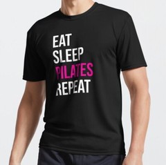 NEW! Eat Sleep Pilates Repeat Active Best Gift Idea Tee T-Shirt S-3XL