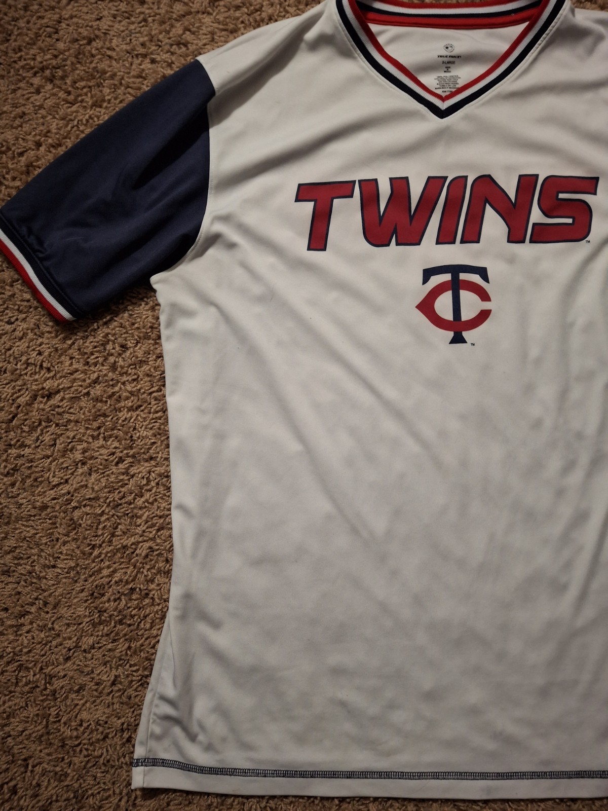 Minnesota Twins True Fan Baseball T-Shirt Jersey Men's XL White MLB Quick Dry gallery