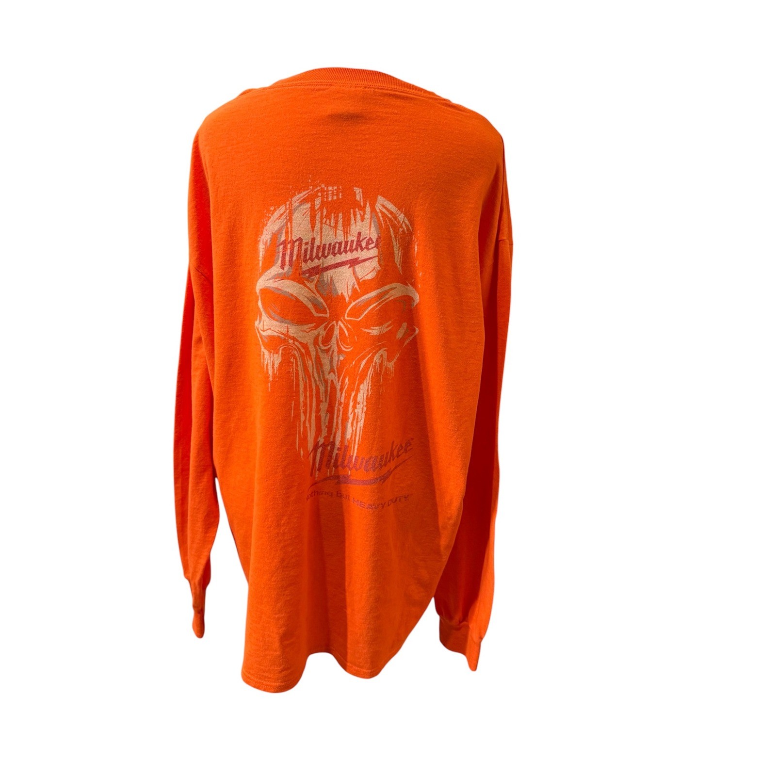 Milwaukee Tool Long Sleeve Graphic T-Shirt Orange Skull Mens XL Port & Company gallery