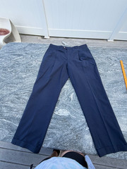 1990s Navy Cotton Tailored Men’s Trousers Yuppie Style Size M