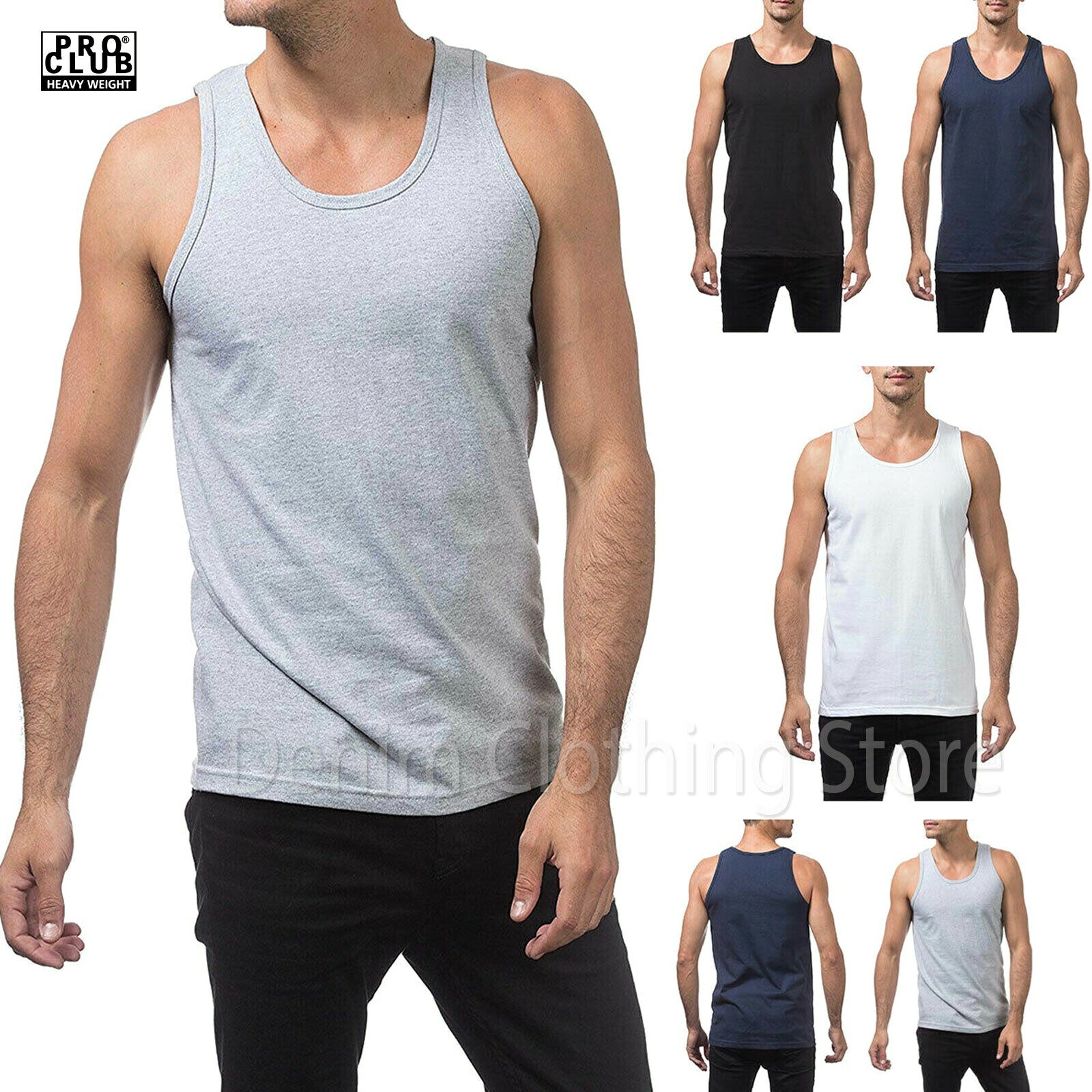 1 NEW PRO CLUB HEAVY WEIGHT TANK TOP OUTERWEAR T-SHIRT UNDERSHIRT SIZE M- 5XL gallery