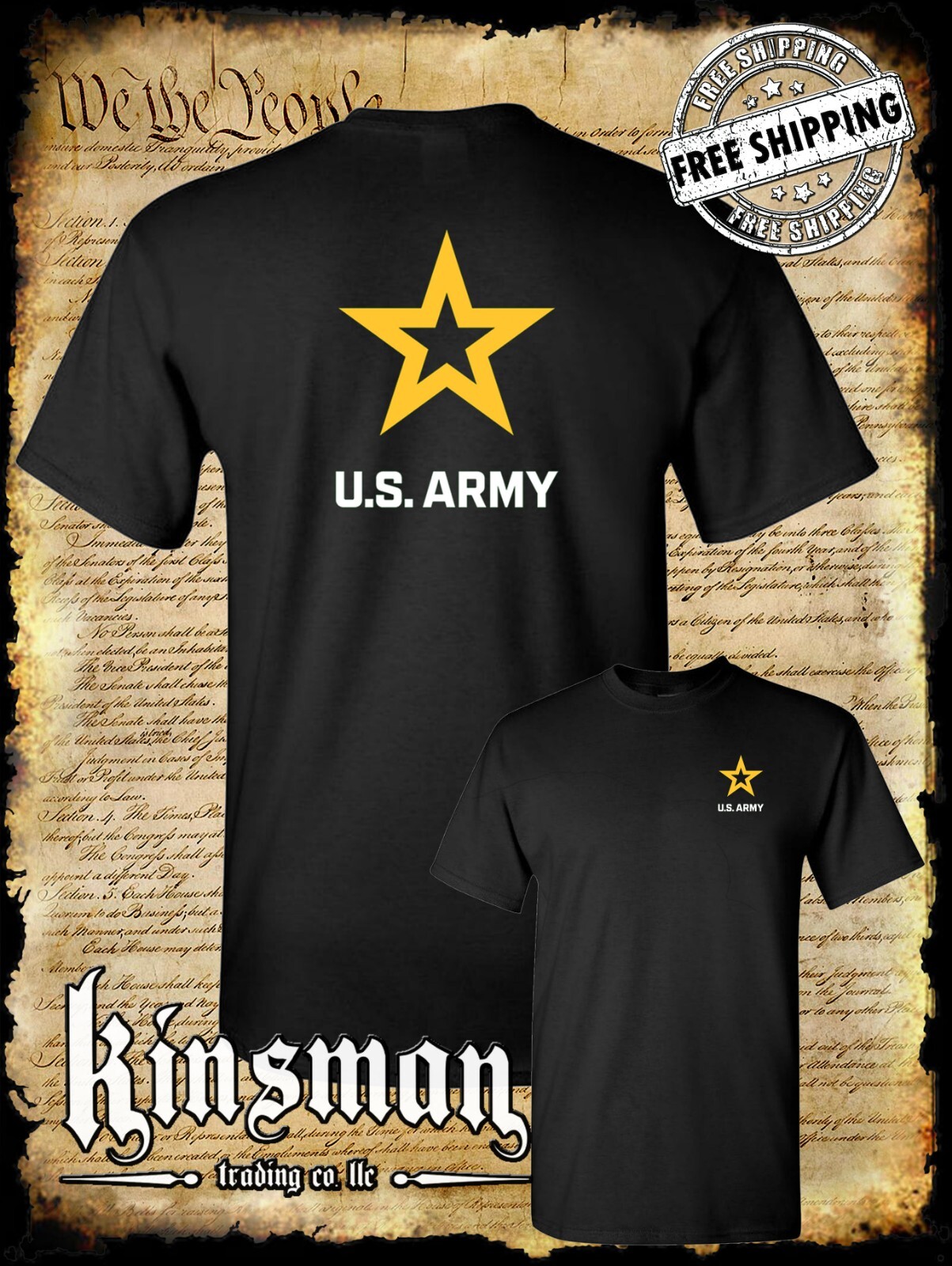 Army Star Logo 2-Sided T-Shirt – United States of America Military Licensed