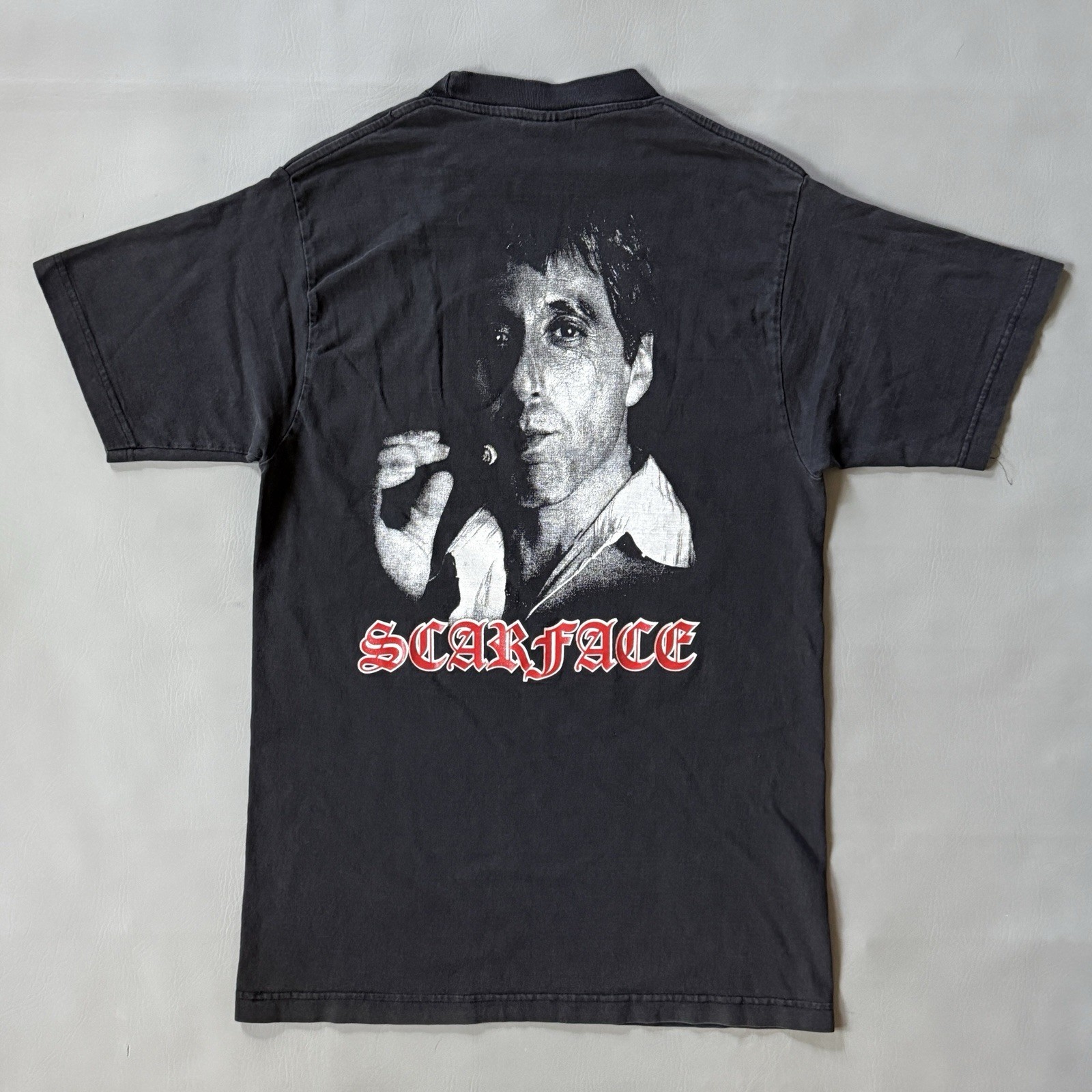 Vintage Scarface Old English Script T-Shirt Rare Size Medium Double Sided Black