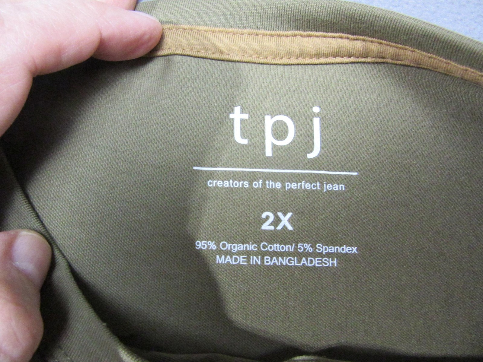 TPJ Shirt Mens 2XL Military Olive Green The Perfect Jean Stretch Crewneck New gallery