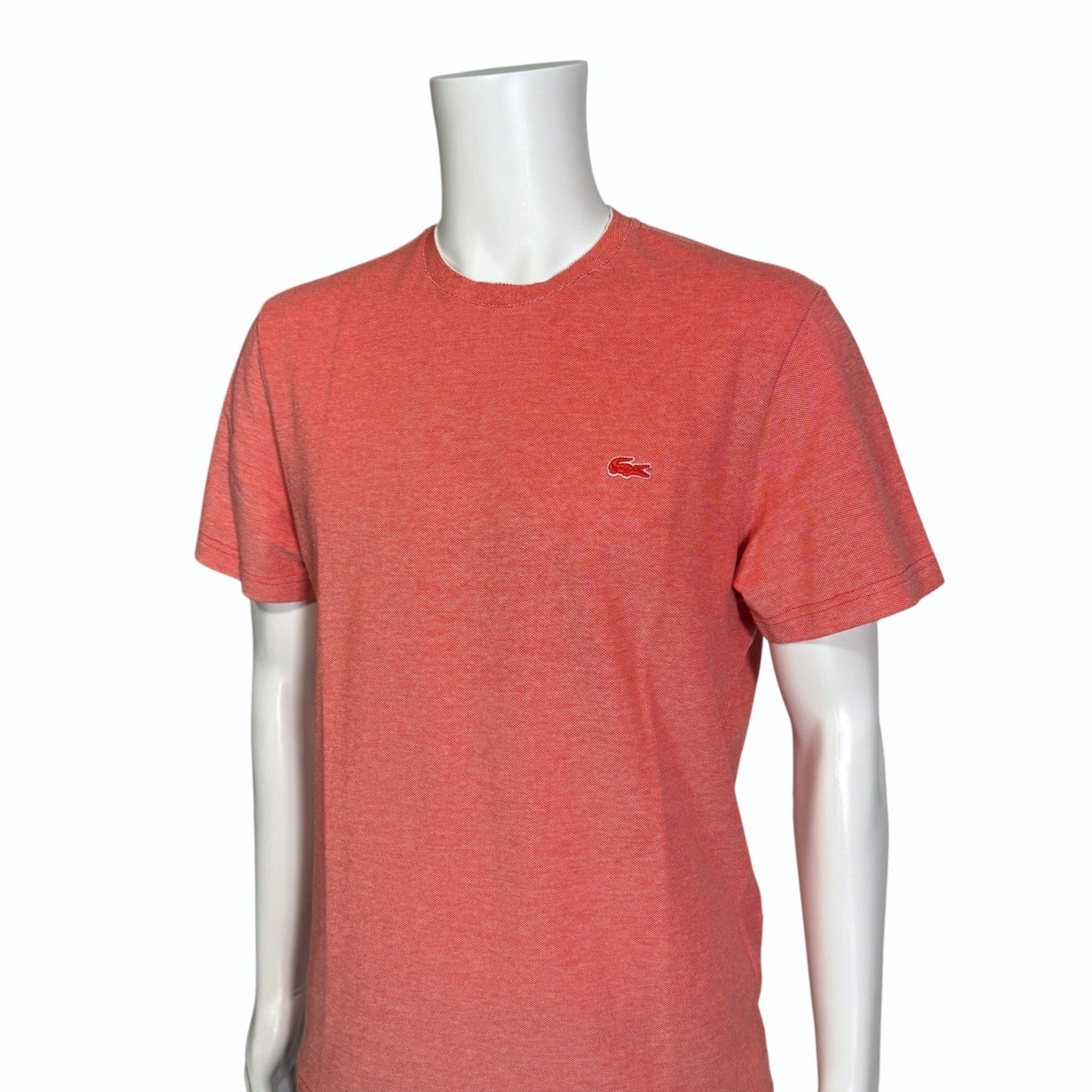 Lacoste Mens Slim Fit Pique T-Shirt Coral Orange Heather FA10437 Size XL FR 6 gallery
