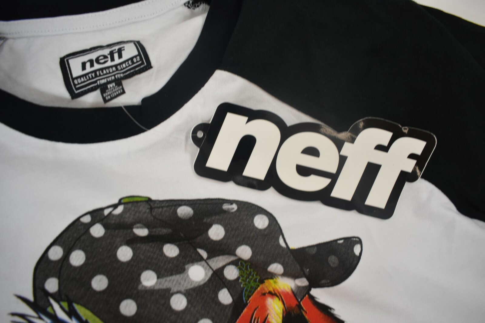 Neff Mens Fang Raglan 3/4 Sleeve White Shirt NWT S, M, L, XL, 2XL gallery