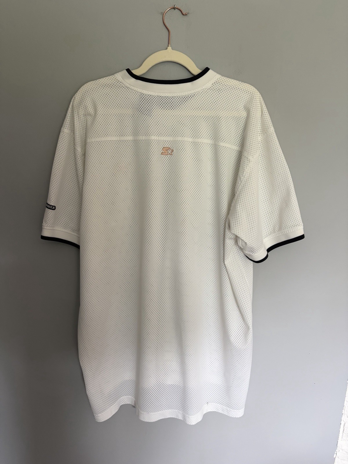 Starter Mesh Shirt Jersey Mens XL White V-Neck Embroidered Logo Athletic Vented gallery