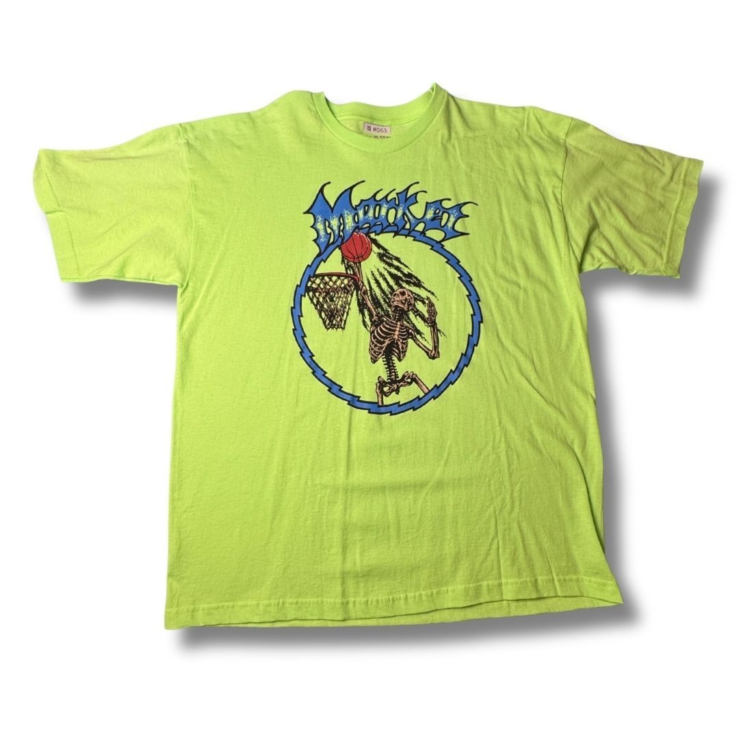 Market Studios Dunkin Skully Graphic T Shirt Neon Green Streetwear Tee Mens XL