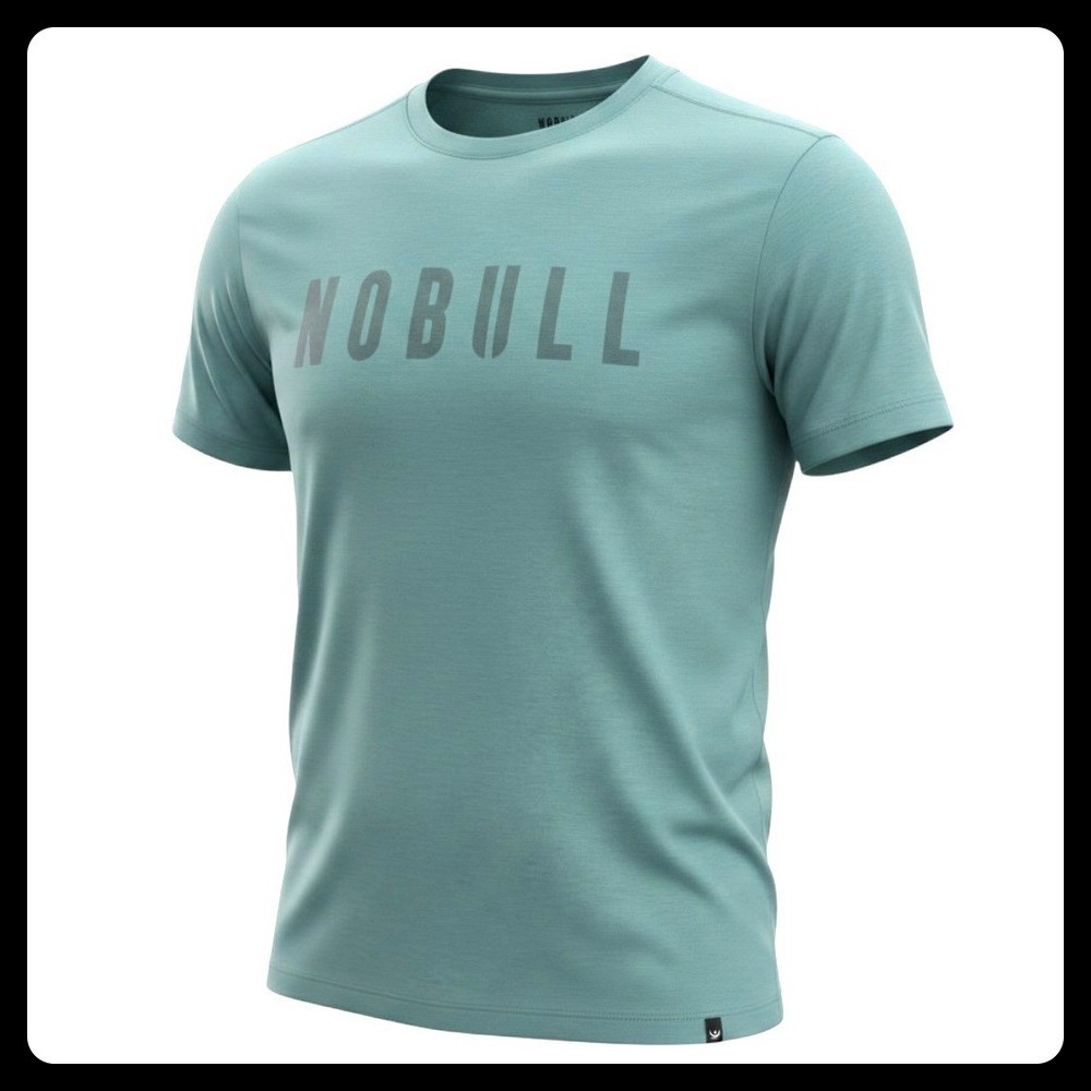 NOBULL Mens Training T-Shirt Medium Teal Green Gym Workout Logo Graphic Tee