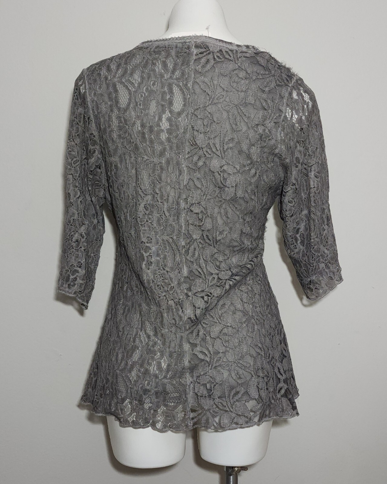 Womens Gray Lace Blouse Flower Lace Shirt Medium This And That Ordinary gallery