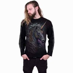 Spiral Direct CELTIC UNICORN LongSleeve Biker Unicorn Goth Skull Music Horse Top