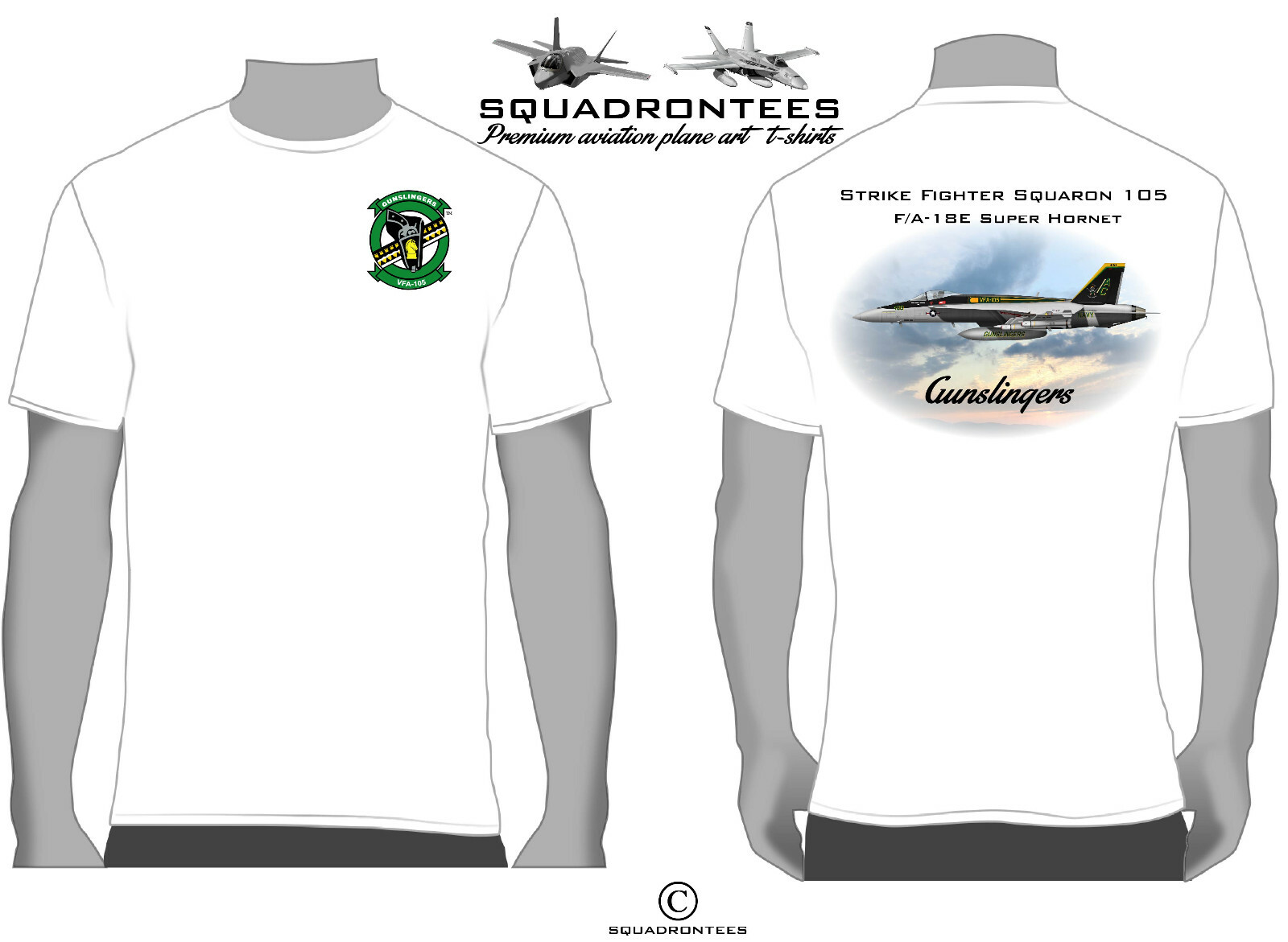 VFA-105 Gunslingers F/A-18 Squadron T-Shirt D4 – USN Licensed Product