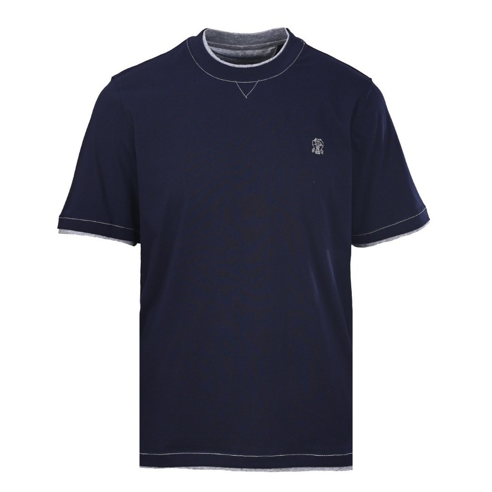 BRUNELLO CUCINELLI Embroidered Layered Short-Sleeve T-Shirt, Size M