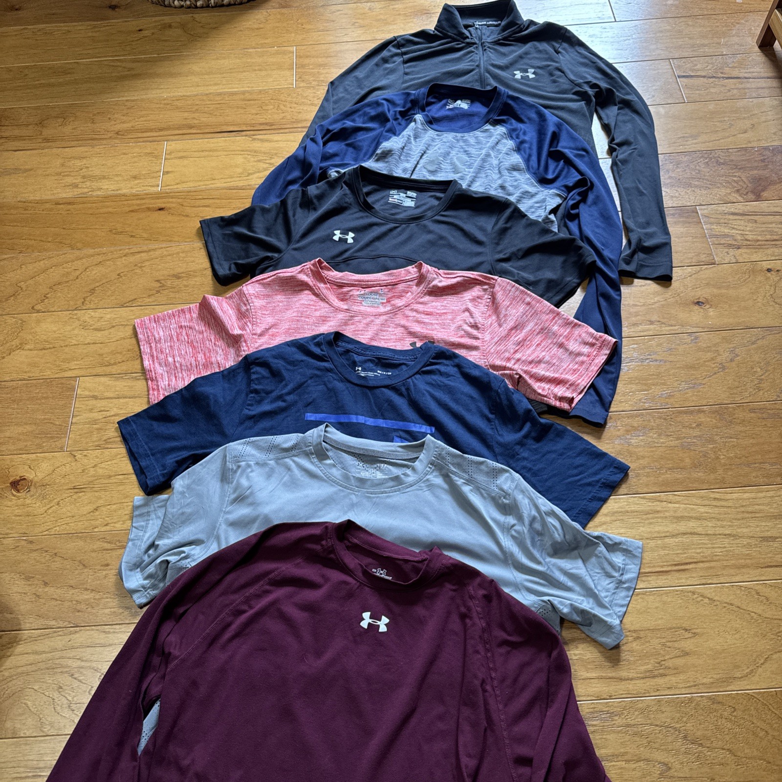 LOT 7 UNDER ARMOUR HEATGEAR MEN 1/4 ZIP T SHIRT S L SLEEVE MULTICOLORS SMALL EUC gallery
