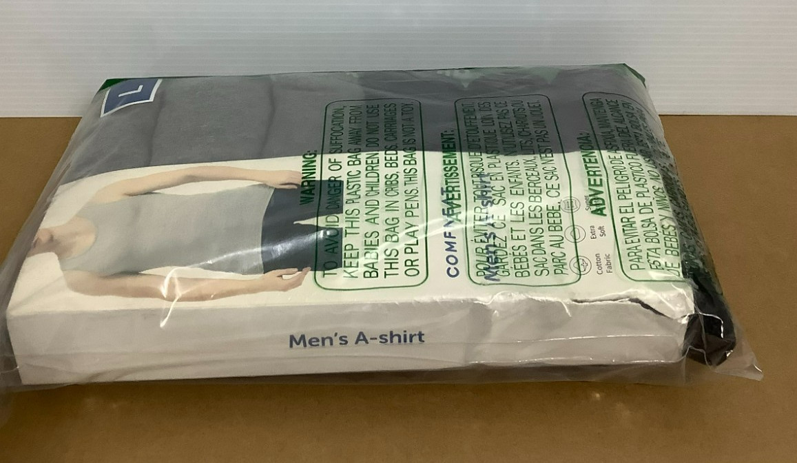 Comfneat Mens Cotton A-Shirt 6-Pack Black Dark Grey Melange Large gallery