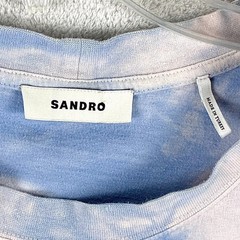 Sandro TShirt Mens L Pink Blue Tie Dye Embroidered Spellout Luxury Streetwear