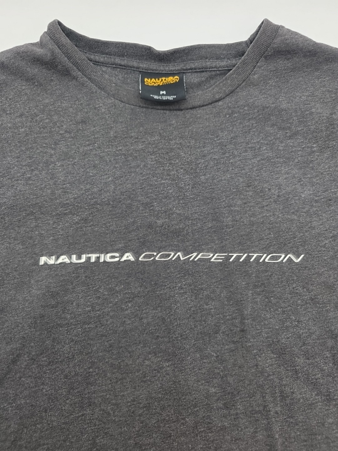 Nautica Competition T-Shirt Men Medium Gray Spell Out Tee. #43662 gallery