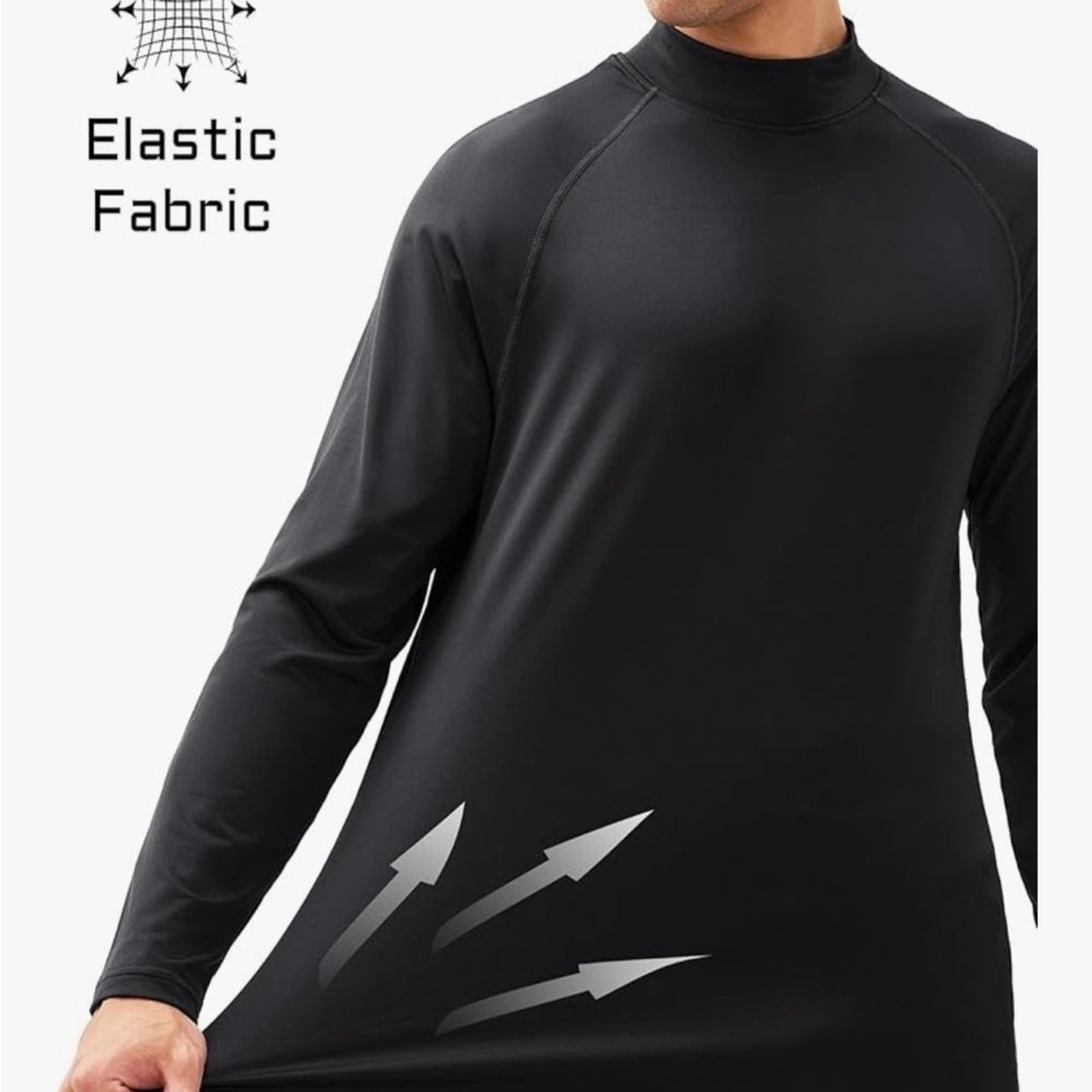 MAGCOMSEN Men’s L Black Thermal Shirt Fleece Lined Long Sleeve Athletic Base NWT gallery