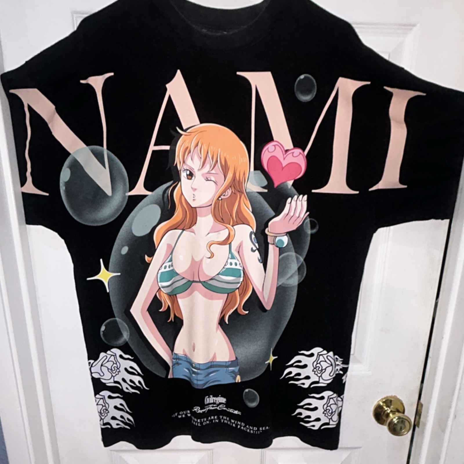Civil Regime One Piece Nami Men’s Medium Black Cotton T-Shirt Graphic Print