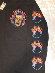 NWT Headrush Watch It Burn Long Sleeve Tee 2XL XXL Skull Reaper Biker Grunge