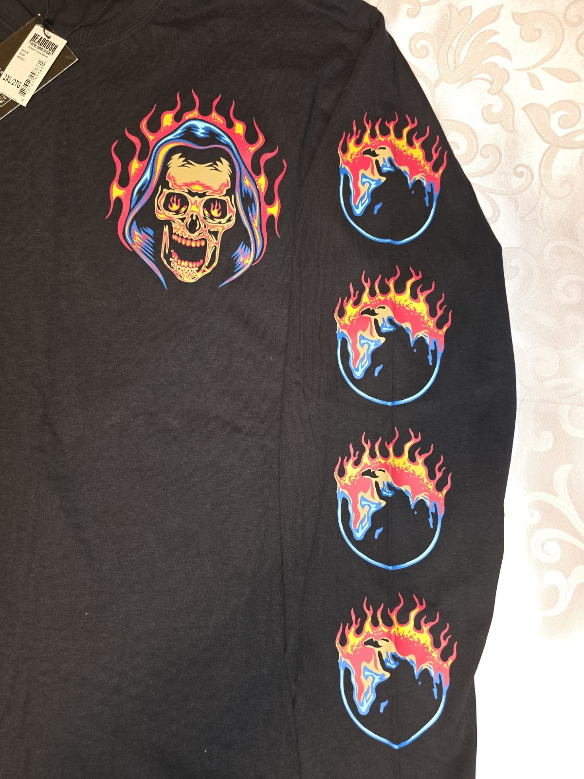NWT Headrush Watch It Burn Long Sleeve Tee 2XL XXL Skull Reaper Biker Grunge gallery