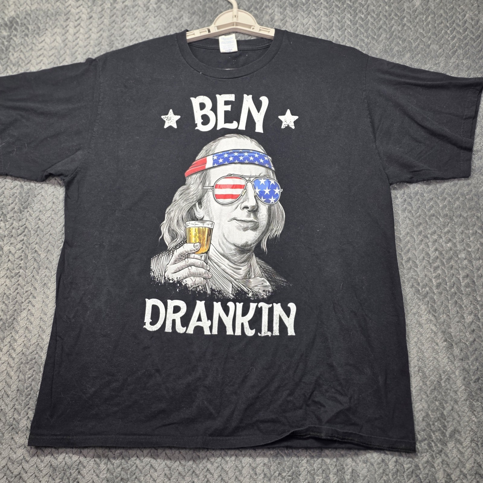 Ben Drankin Benjamin Franklin Funny Beer Party July 4th T-Shirt Men's XL Black gallery