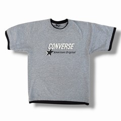 Vintage 90s Converse Double Layer Ringer T-Shirt Gray/Black Size Medium