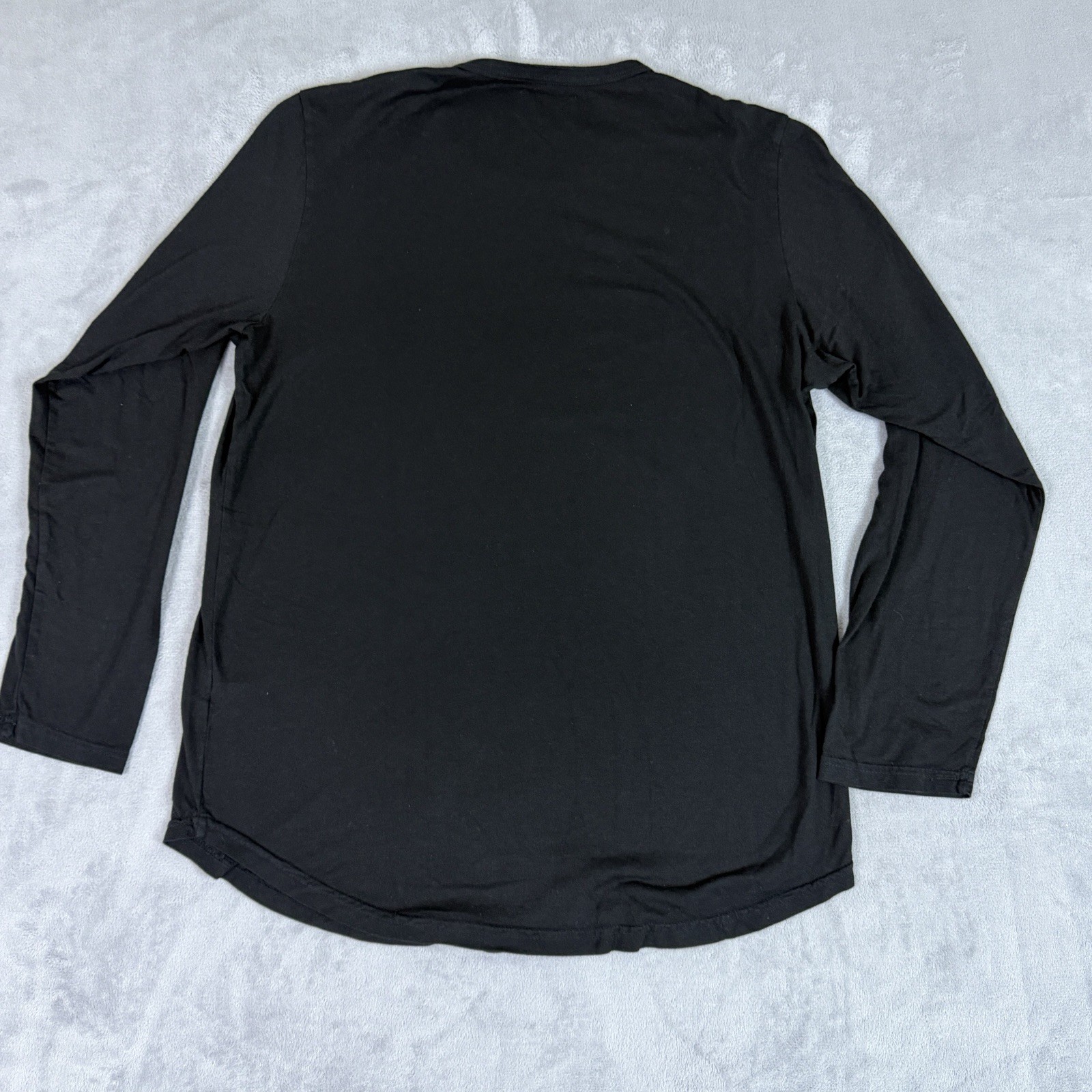 Goodlife Men L Long Sleeve Supima Cotton MicroModal Scallop Crew Shirt Black gallery
