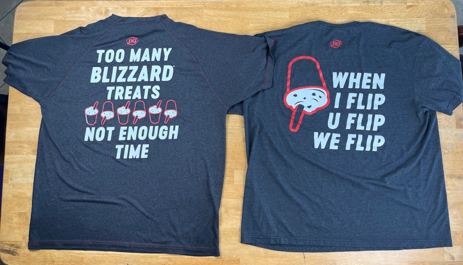 Dairy Queen Gray Employee Shirt Size XL Too Many Blizzard Treats Not Enough Time gallery