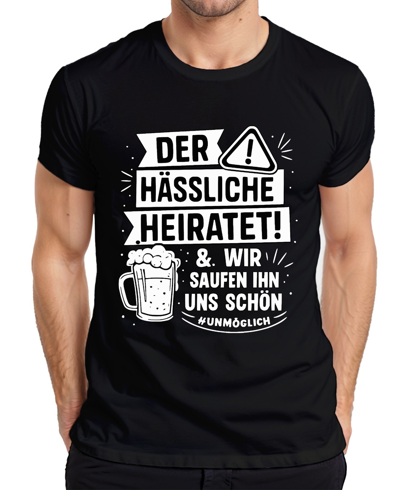 The Ugly One We Marry Him Beautiful JGA Beer Party Funny Mens T-Shirt gallery