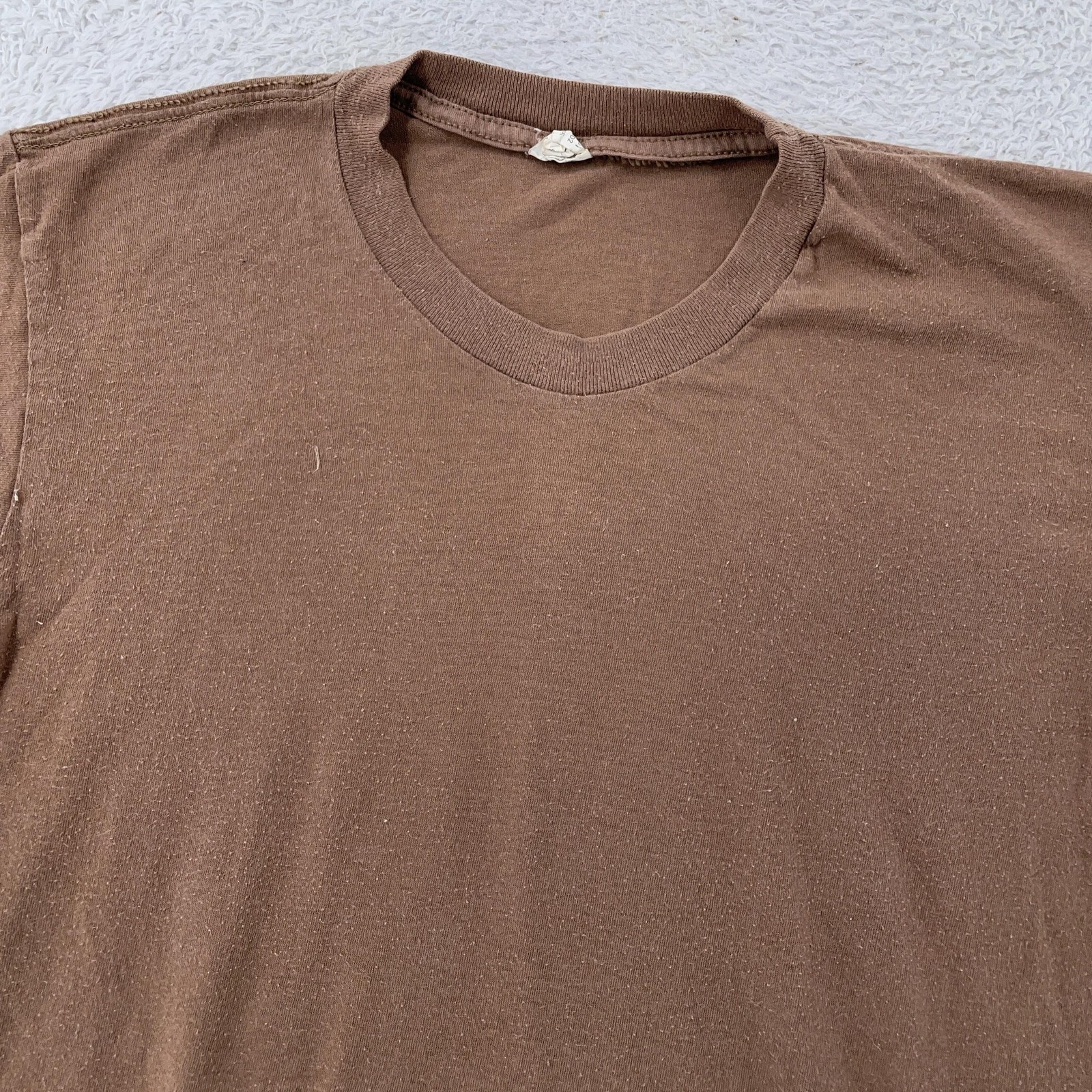 Vintage Brown V-Neck Shirt Mens XS 100% Combed Cotton Tee T-Shirt Blank gallery