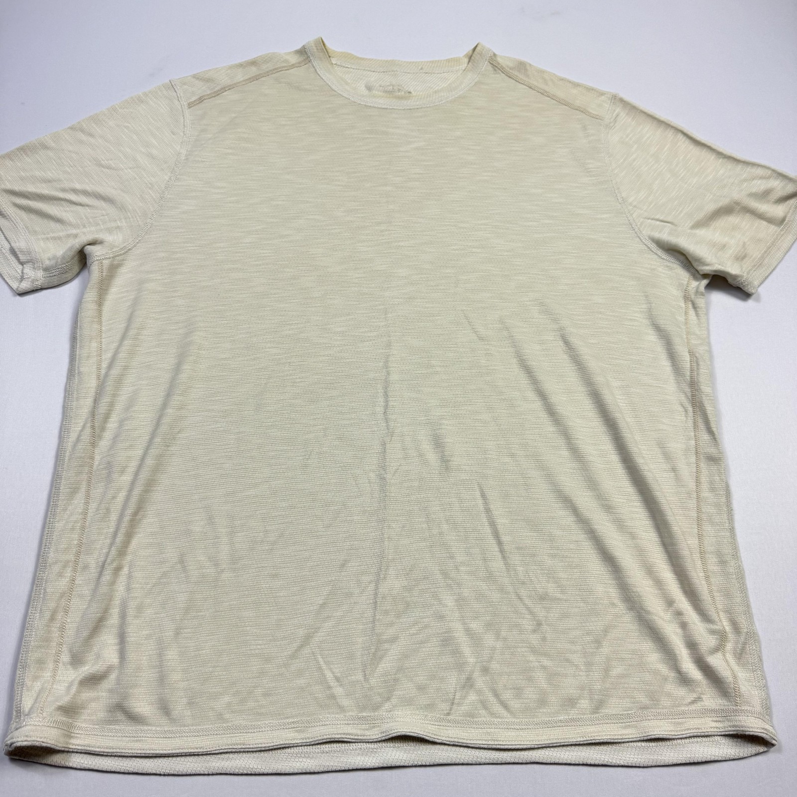 Tommy Bahama Shirt Mens Large Beige Textured Knit Short Sleeve Crewneck Casual gallery