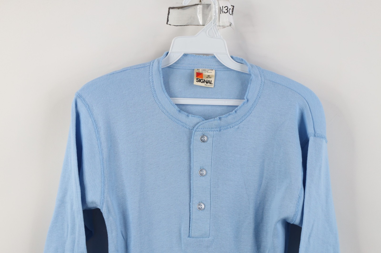 Vtg 80s 90s Streetwear Mens Medium Blank Thermal Ribbed Knit Henley T-Shirt USA gallery