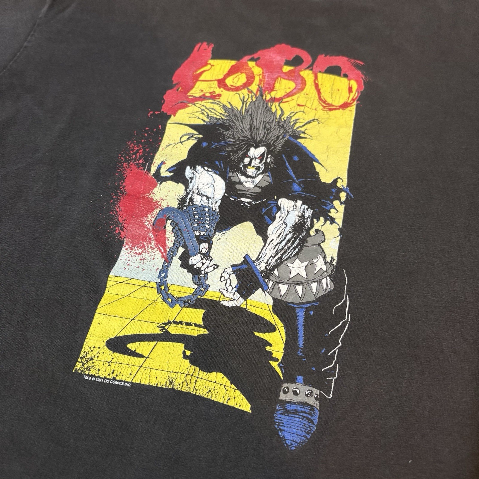 Vintage 1991 DC Comics Lobo Faded Black Graphic Tee Crew Neck M gallery