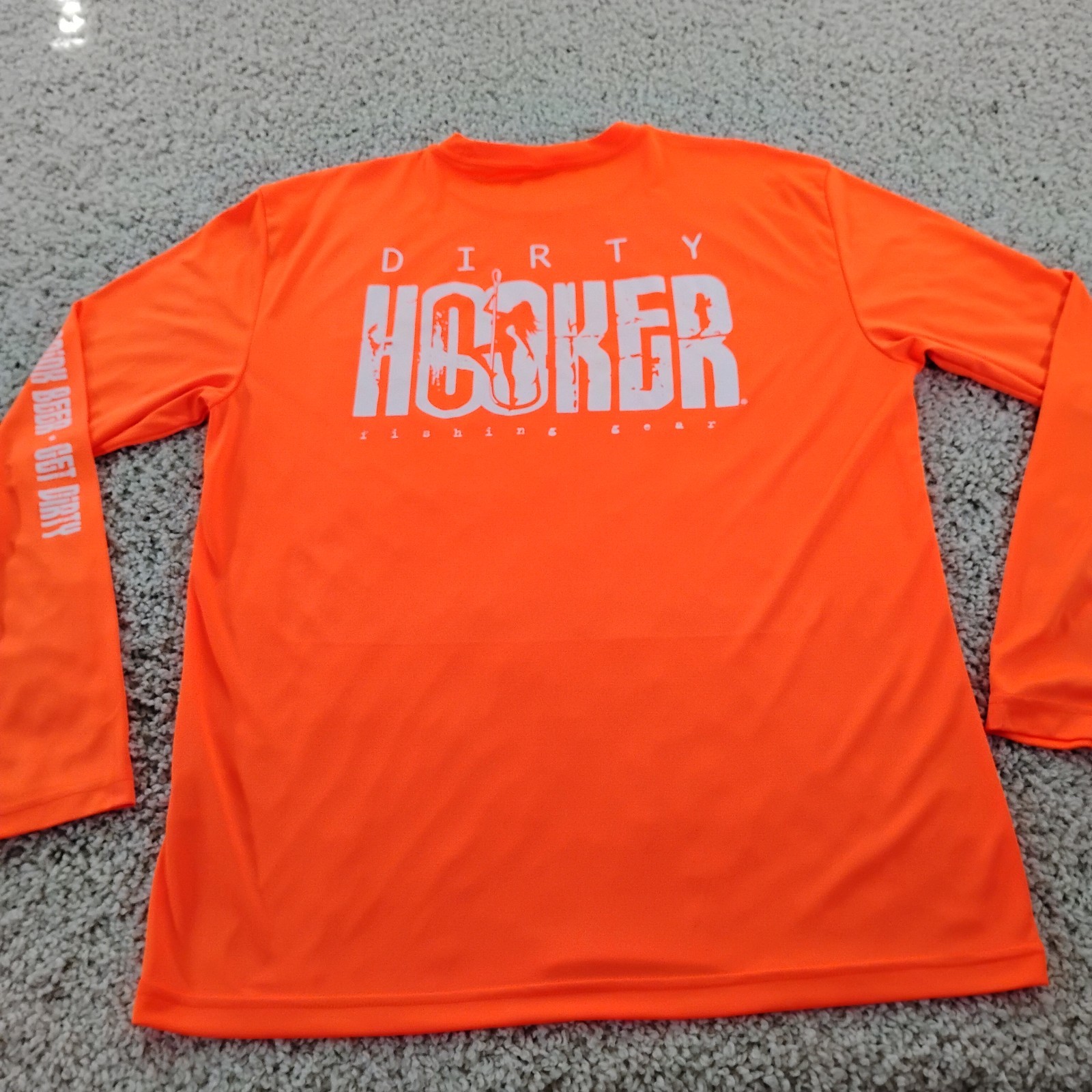 Dirty Hooker Shirt Mens Large Orange Performance Fishing Beach Beer Outdoor A8 gallery