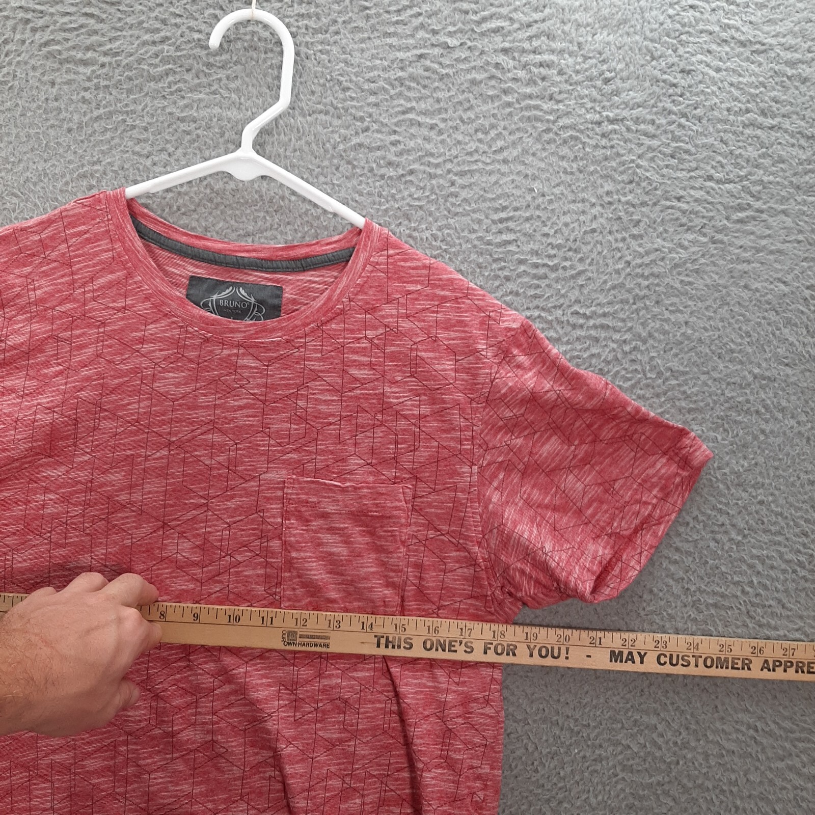 Bruno Shirt Adult Large Red White Geometric Lightweight Stretch Preppy Workwear gallery