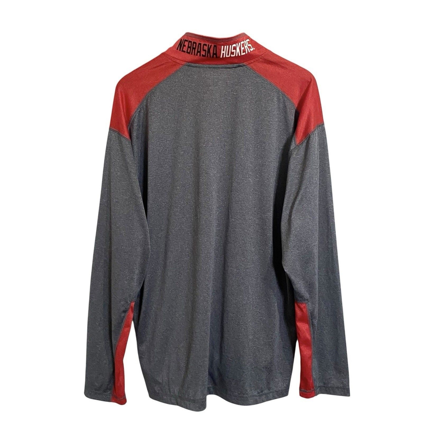 Champion Nebraska Huskers Shirt Mens XL Red Gray Long Sleeve Pullover 1/4 Zip gallery