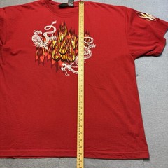 No Boundaries white dragon fire graphics red t shirt Men Size 2XL