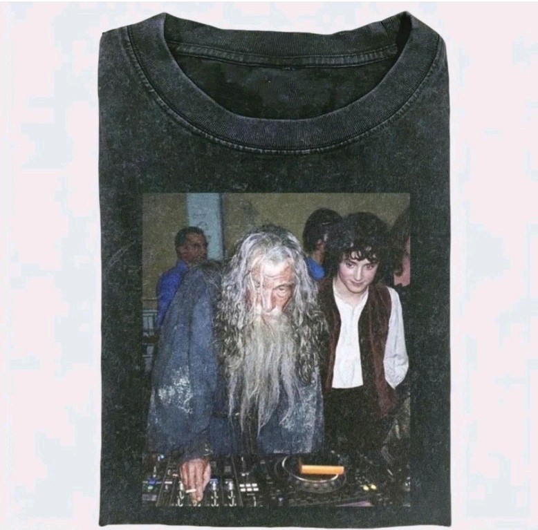 Funny Dj Gandalf T-Shirt, Meme Movie The Lord Of The Rings Graphic Shirt, Street gallery
