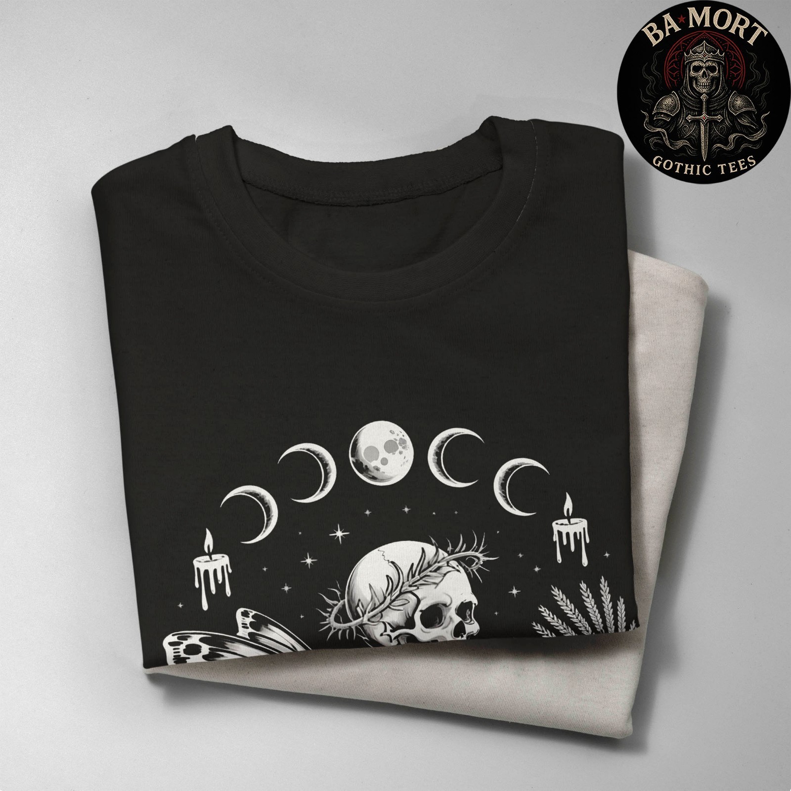 Skeleton Fairy Witchy Occult Moon Phases Mushrooms T-Shirt gallery