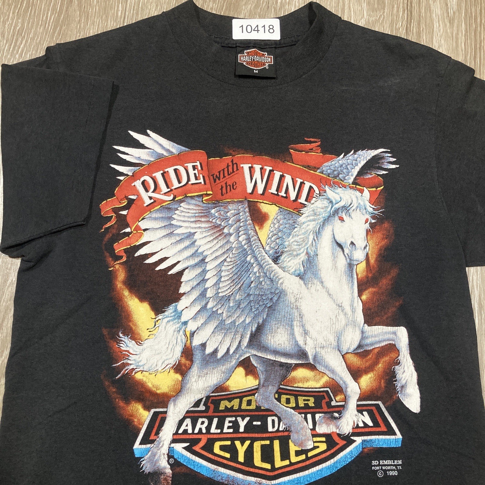 Harley Shirt M 80s 90s 3D Emblem Pegasus Horse HD Biker Chopper Motorcycle Tee gallery