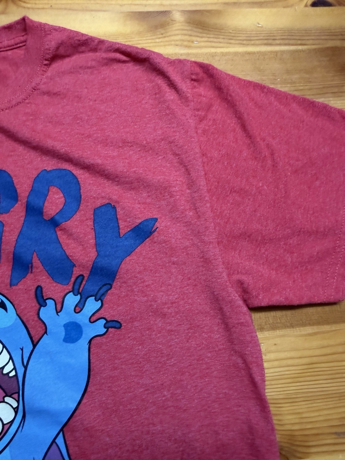 Disney Stitch Red T Shirt Hangry Cotton Poly Blend Tagless Adult Size Small EUC gallery