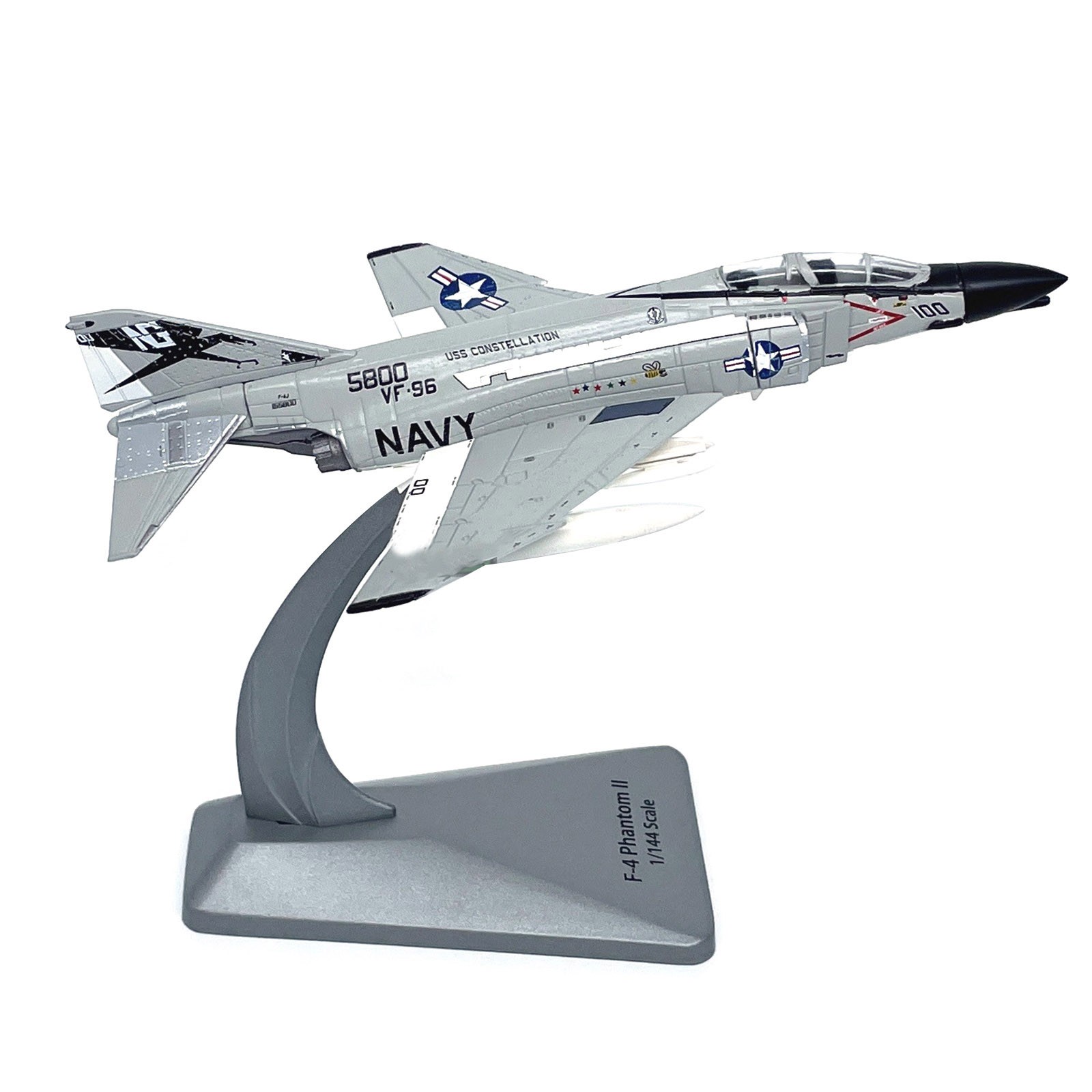 1PCS Alloy US Navy F-4 Phantom II Fighter Model 1/144 Scale With Display Stand