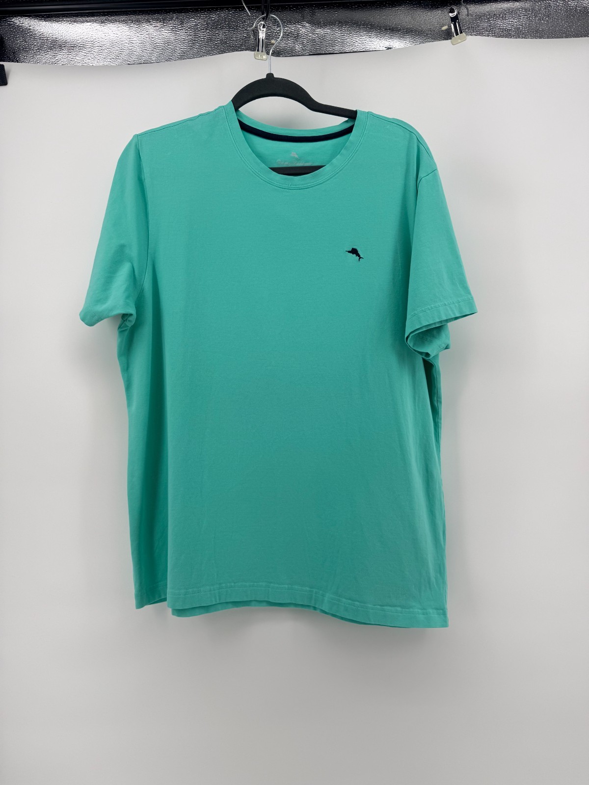 Tommy Bahama Shirt Men’s Large Green Marlin Logo Cotton Spandex Short Sleeve