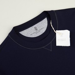 BRUNELLO CUCINELLI 700$ Crewneck Tshirt – Logo Embroidery, Contrast Stitches