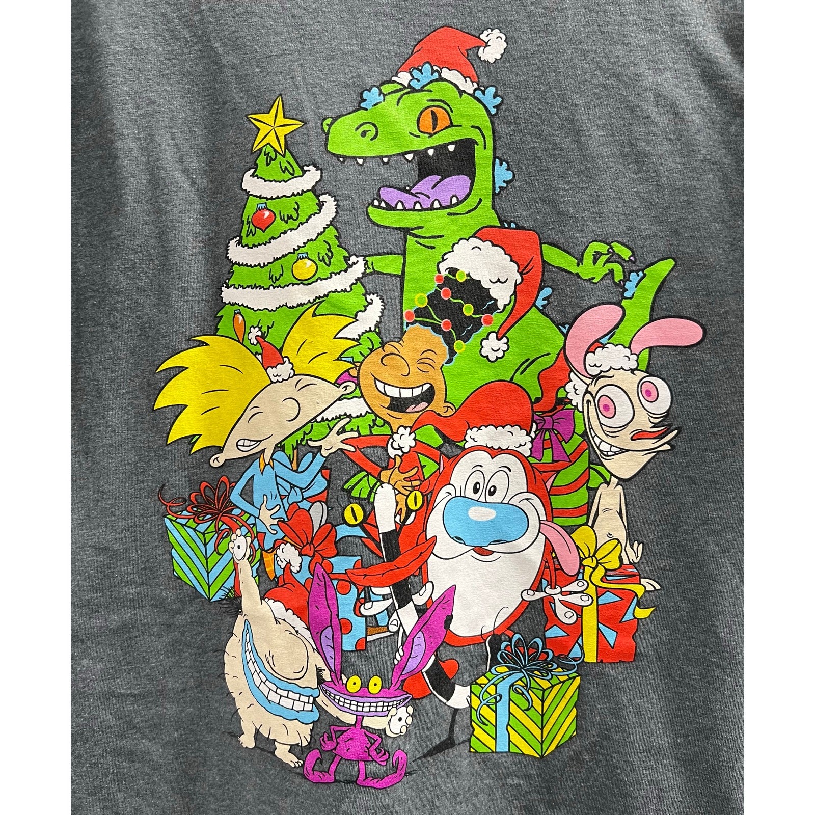 Christmas Holiday T-Shirt classic 90's cartoon characters Men’s tee sz M gallery