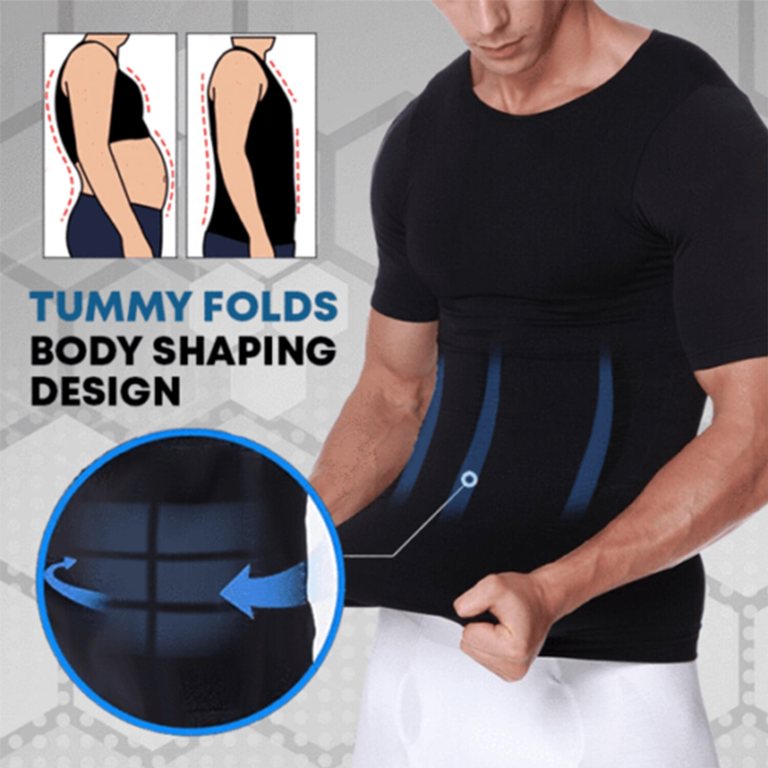 SecondSkin Men's Shaper Cooling T-Shirt Compression Shirt Slimming Shapewear US gallery