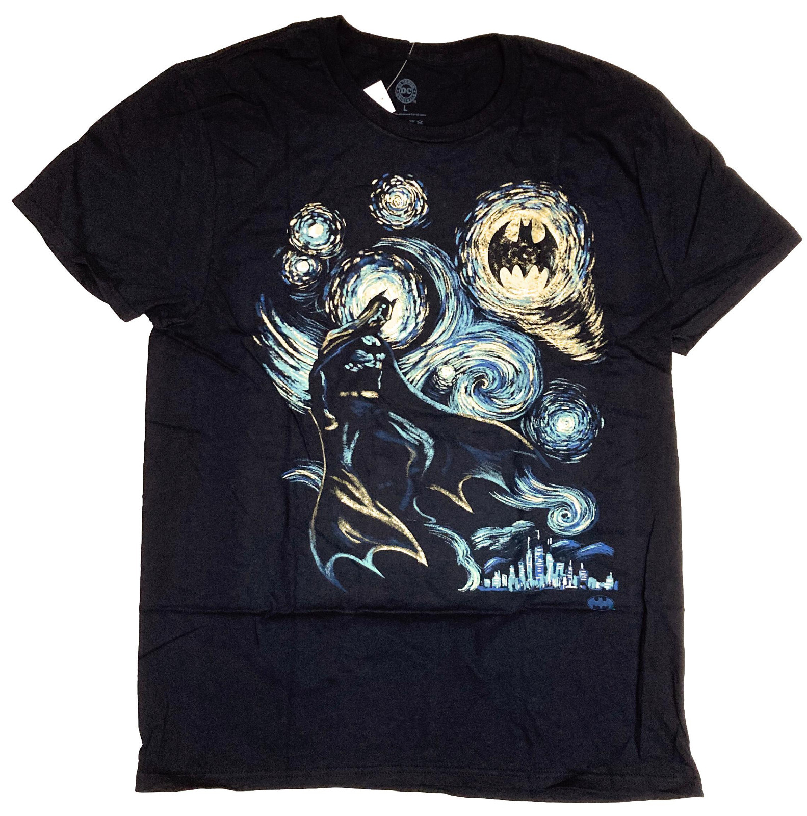 DC Comics Batman Starry Night Men's Black T-Shirt New gallery