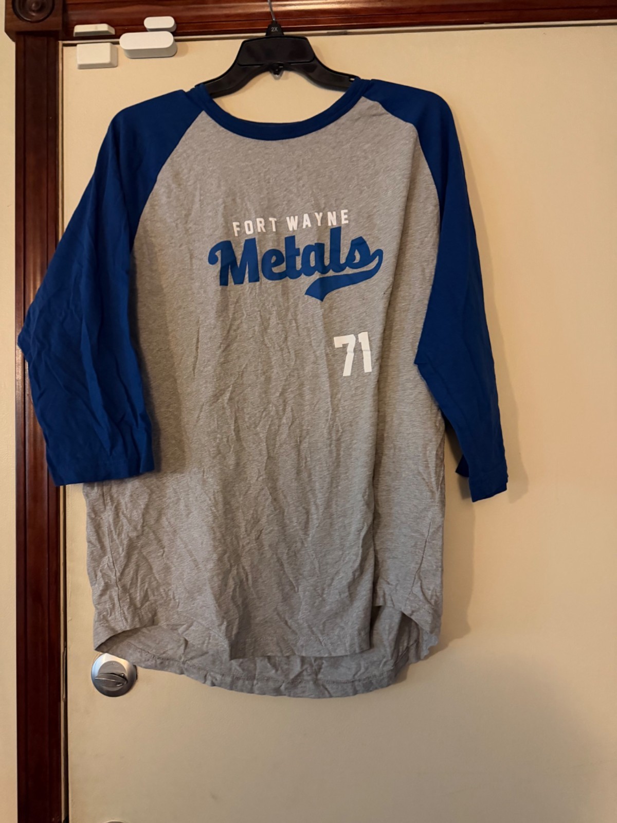 Sport-Tek Fort Wayne Metals Raglan Baseball Tee Shirt Gray Blue 2XL gallery